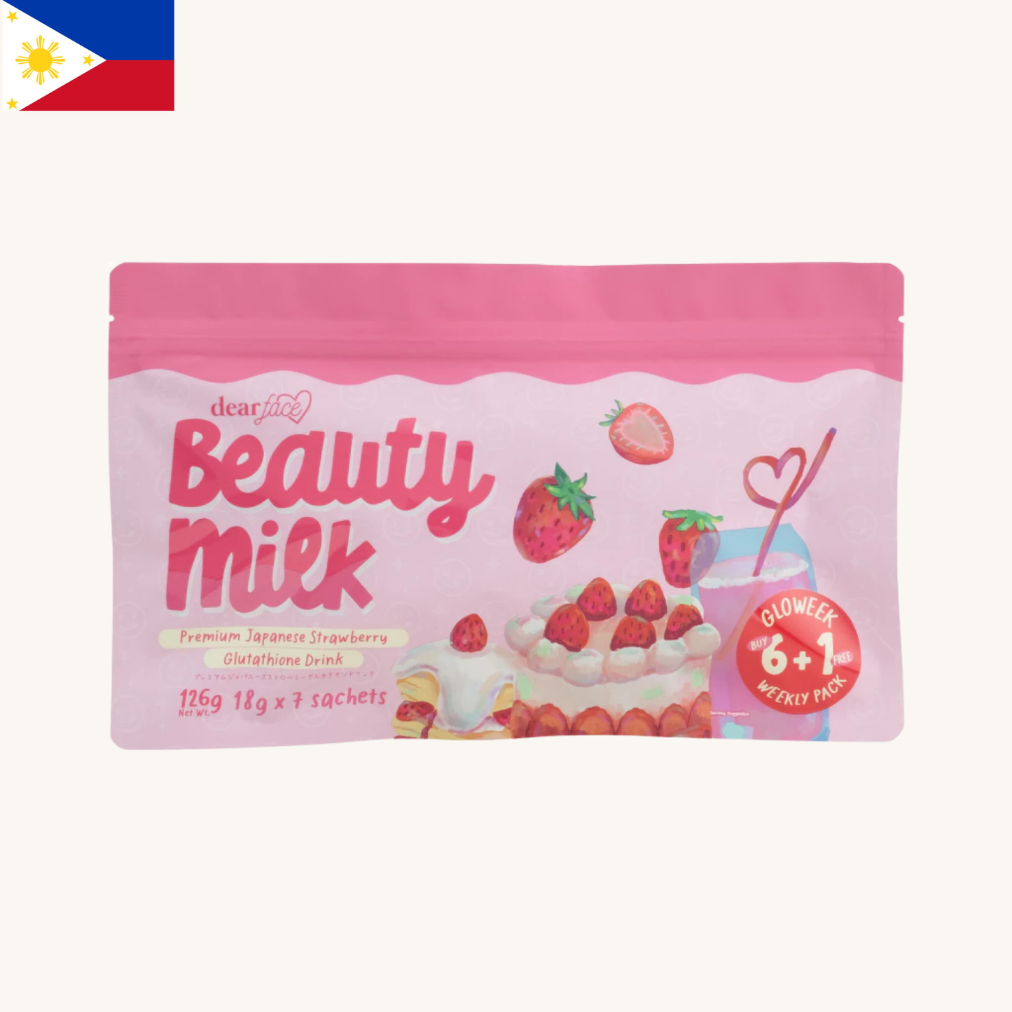 Dear Face - Beauty Milk Gloweek Pack Strawberry (126g)