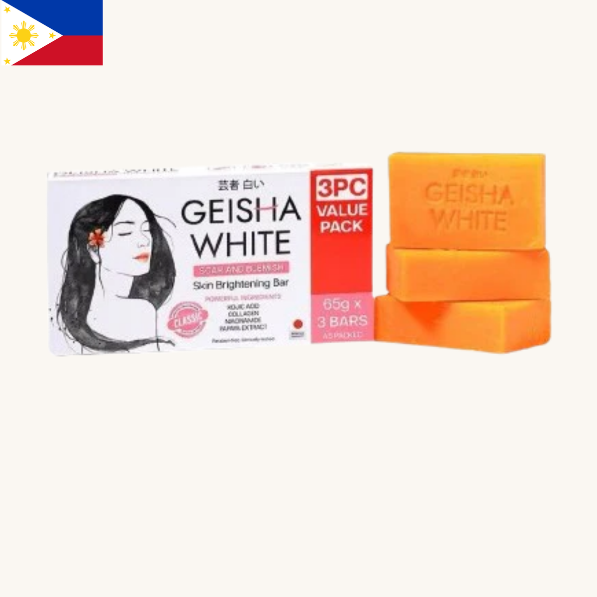 Geisha White - Skin Brightening Bar Scar and Blemish (3 x 65g)
