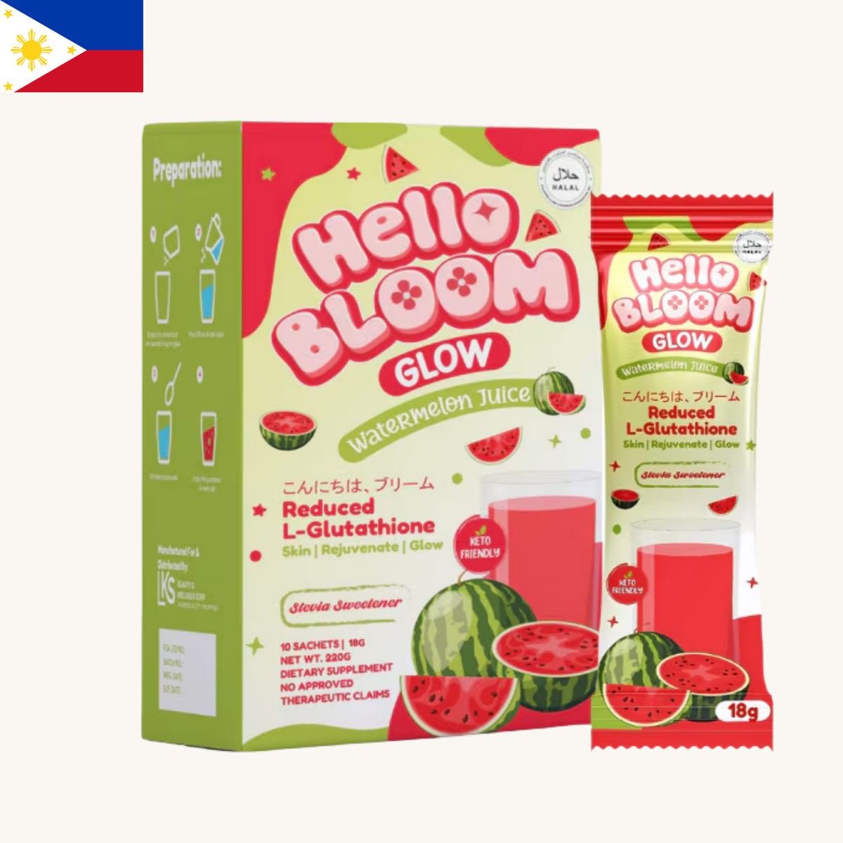 LKS Beauty - Hello Bloom Glow Watermelon Juice (10 xd 18g) 220g