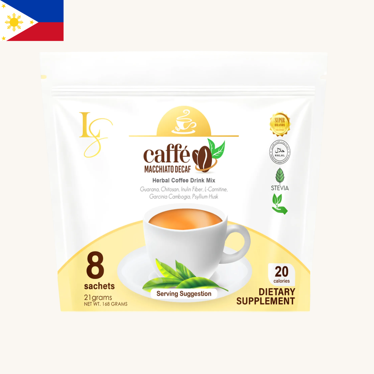 Luxe Slim - Caffe Macchiato Decaf Herbal Coffee Drink Mix (8 x 21g) 168g