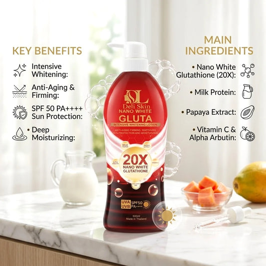 Deli Skin - Nano White Gluta Intensive Whitening Lotion SPF50 PA++++ (500ml)
