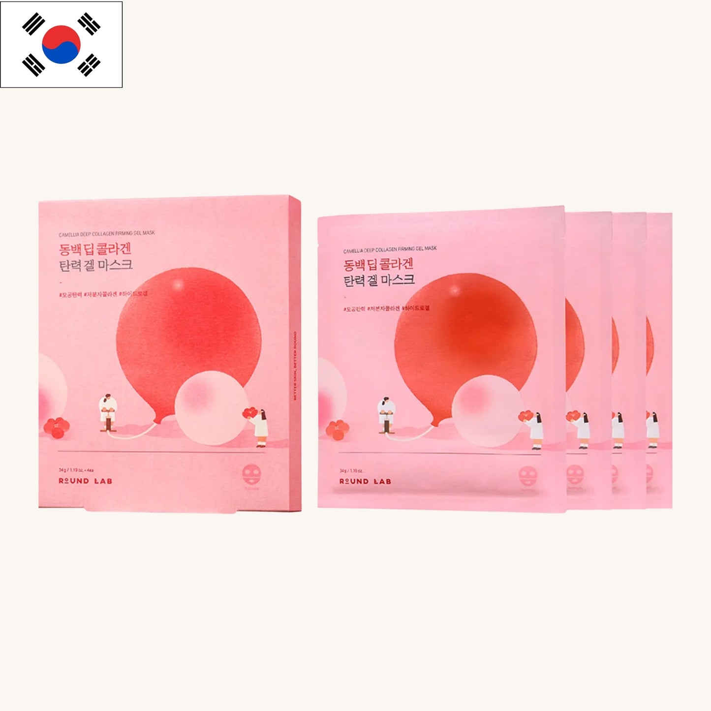 Round Lab - Camellia Deep Collagen Firming Gel Mask (4 x 34g)