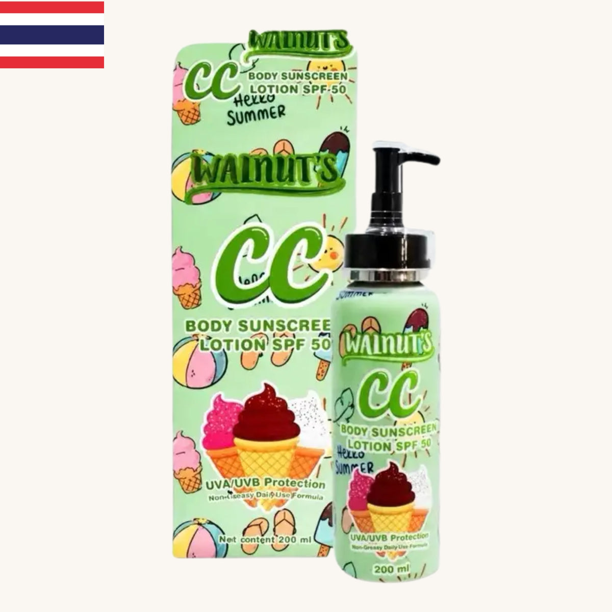 Walnut’s CC - Waterproof Brightening Body Lotion SPF50 Green (200ml)
