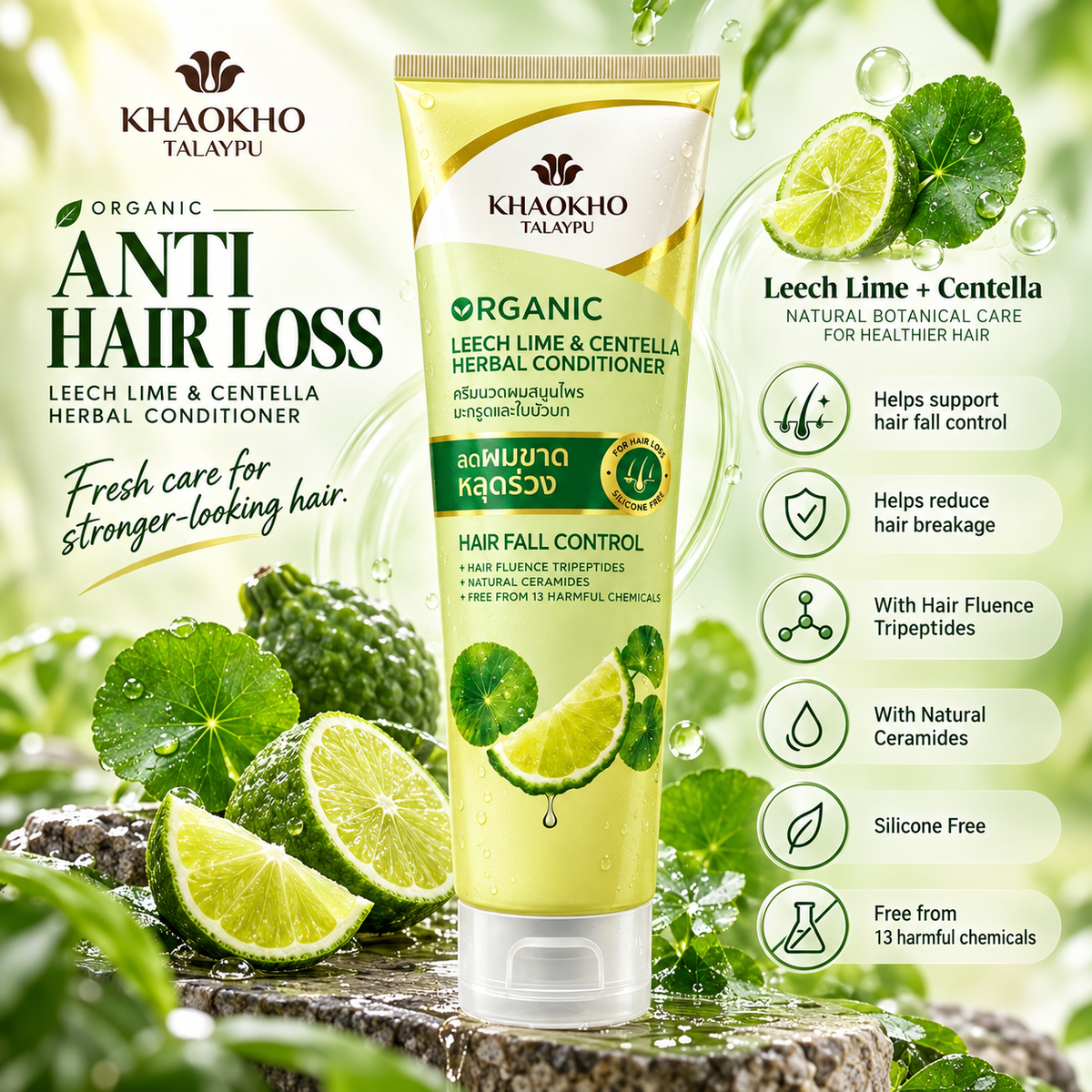 Khaokho - Anti Hair Loss Leech Lime & Centella Herbal Conditioner (280ml)