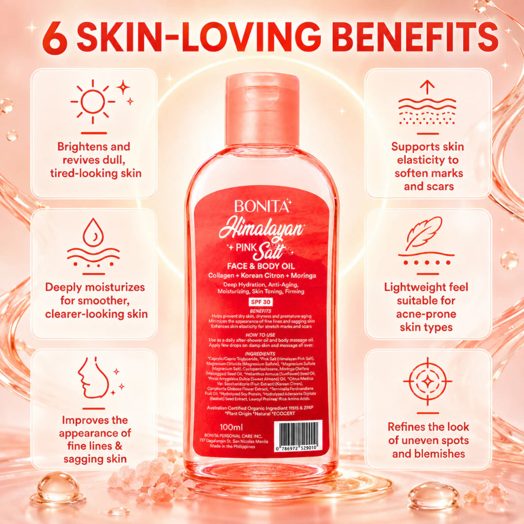 Bonita - Himalayan Pink Salt Face & Body Oil SPF30 (100ml)