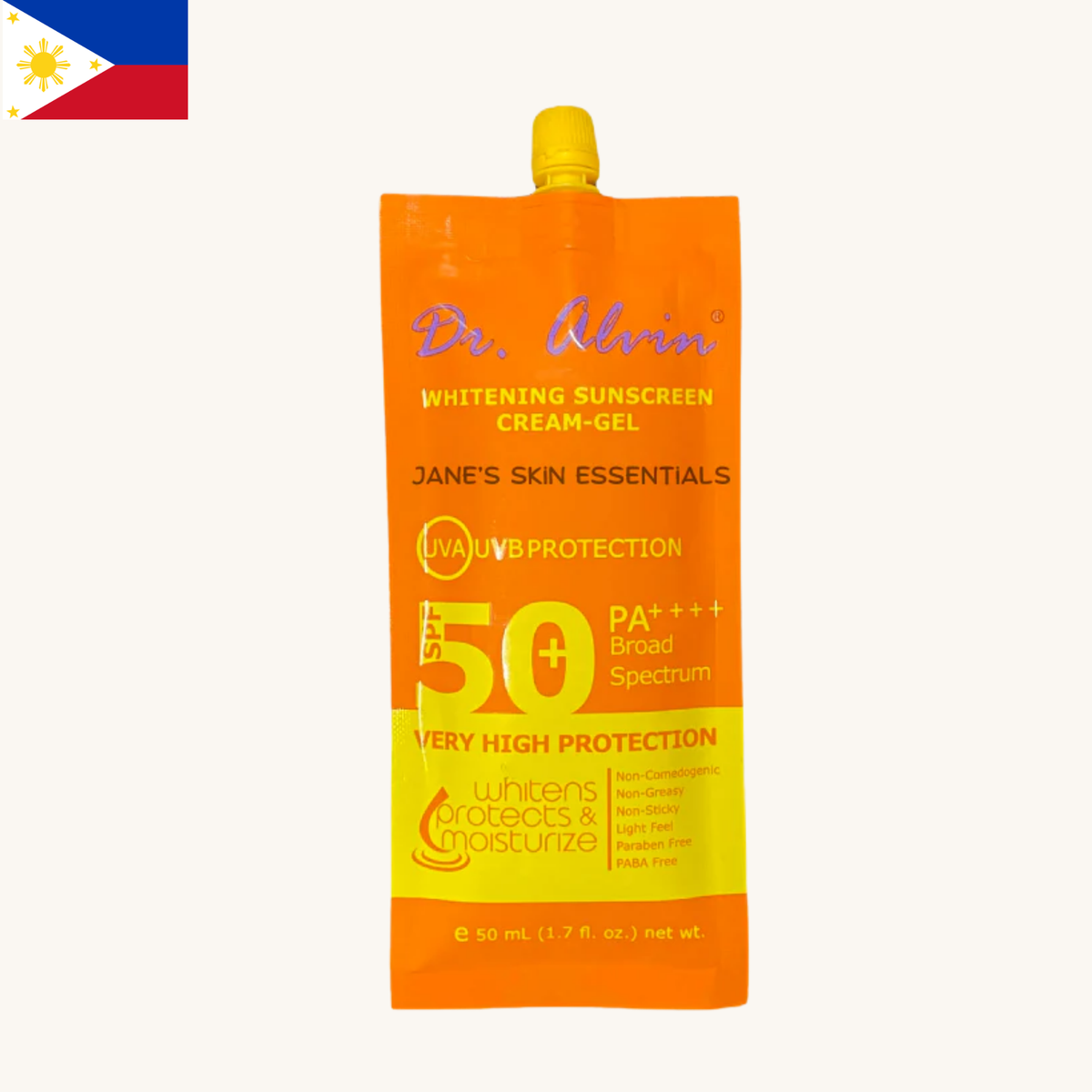 Dr. Alvin - Whitening Sunscreen Cream-Gel SPF50 PA++++ (50ml)