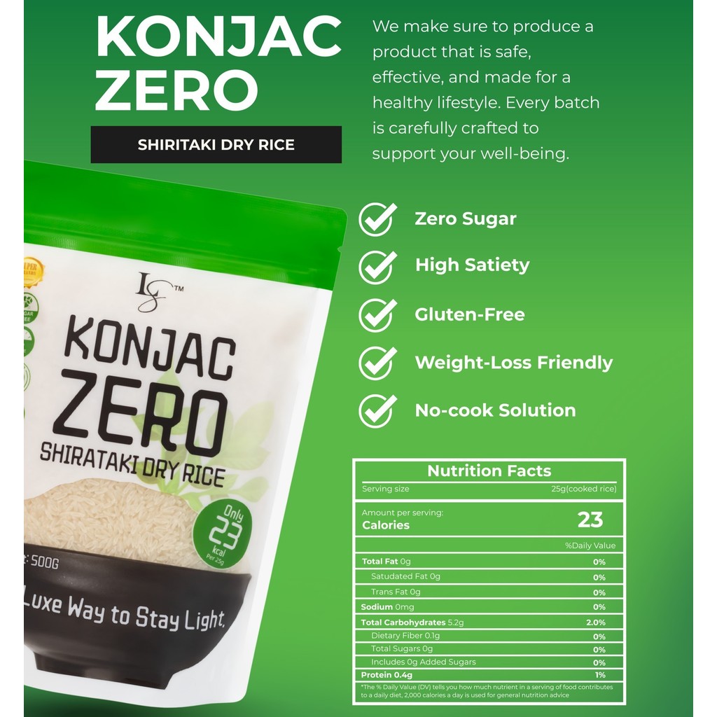 Luxe Slim - Konjac Zero Shirataki Dry Rice (1 Kilo)