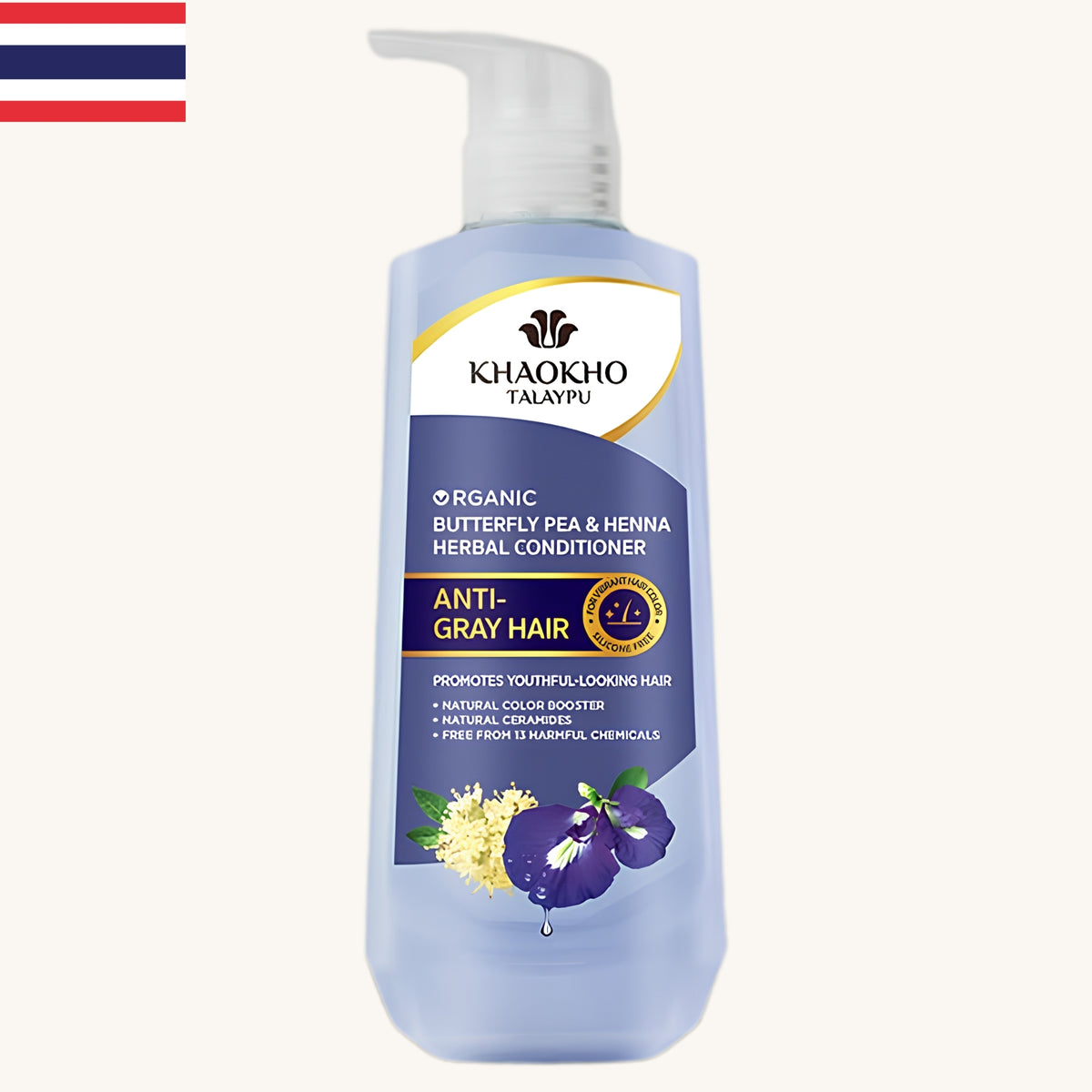 Khaokho - Anti Gray Hair  Butterfly Pea & Henna Herbal Conditioner (280ml)