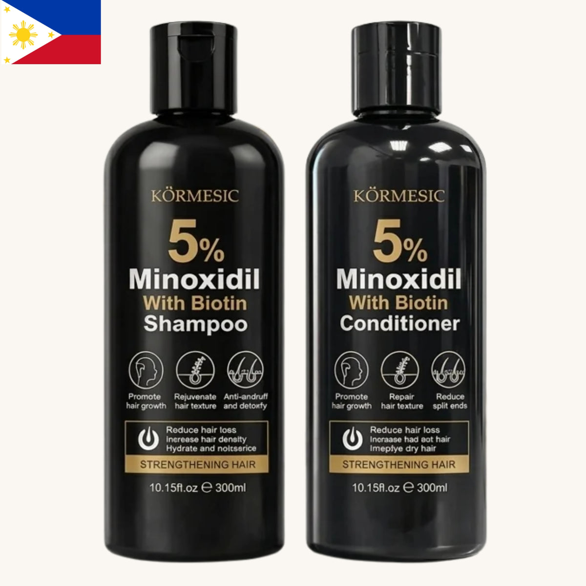 Kormesic - 5% Minoxidil Biotin Shampoo & Conditioner Set