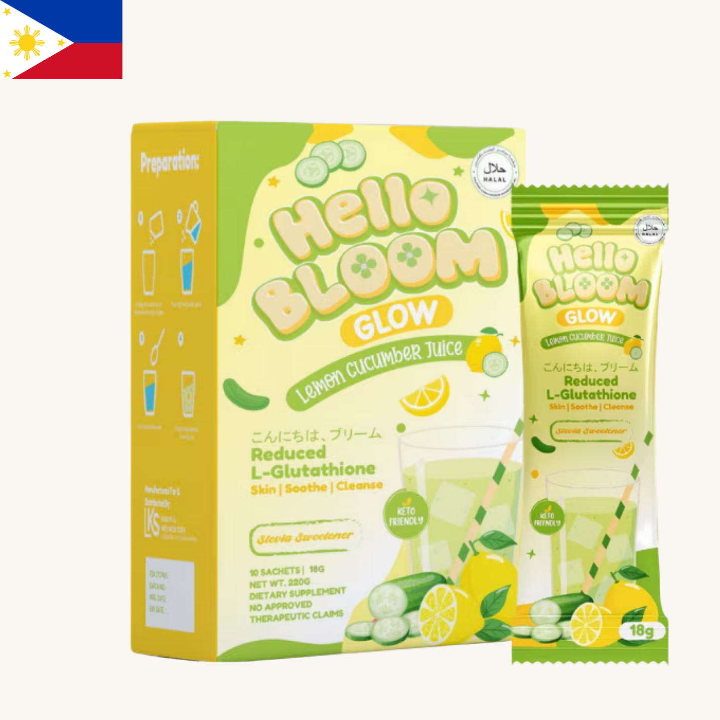 LKS Beauty - Hello Bloom Glow Lemon Cucumber Juice (10 x  18g) 220g