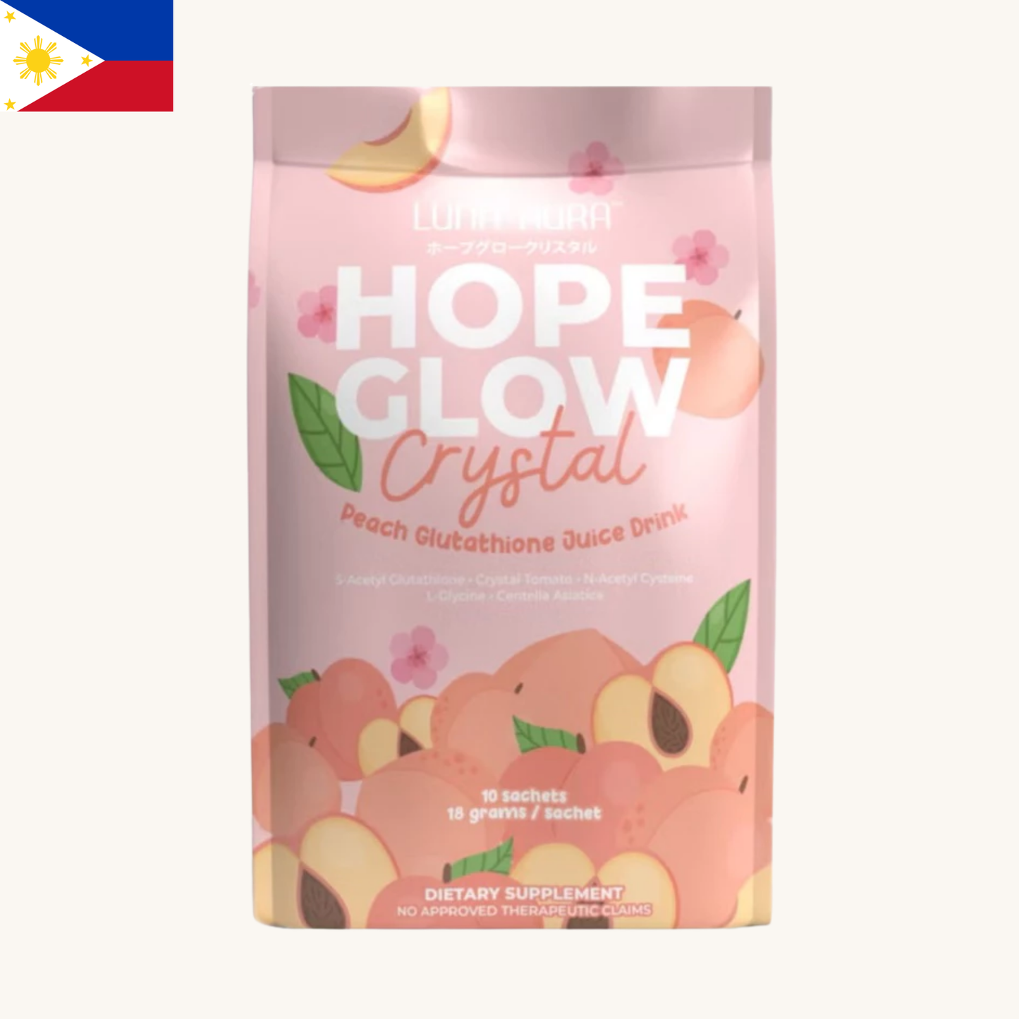 Luna Aura - Hope Glow Crystal Peach Glutathione Juice Drink (10 x 18g)