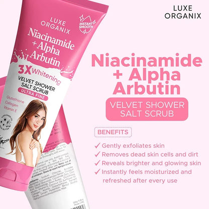 Luxe Organix - Niacinamide + Alpha Arbutin Velvet Salt Scrub (320g)