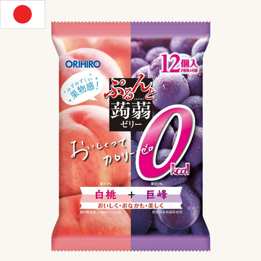 Orihiro - 0%kcal Konjac Jelly Peach & Grape (12pcs)
