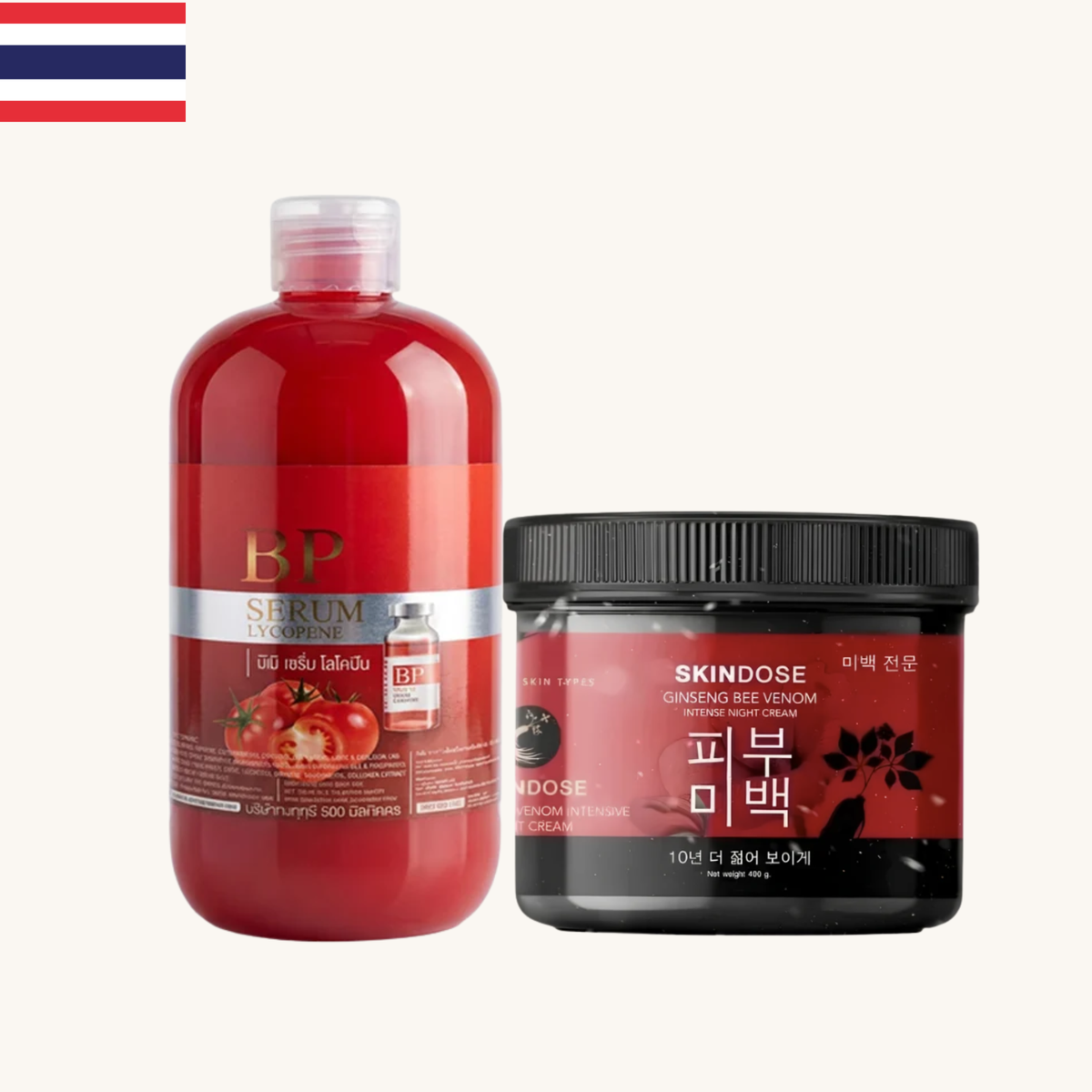 BP Serum & Skindose Ginseng Bee Venom Thai Body Whitening Set