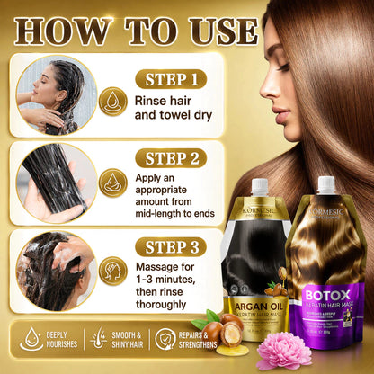 Kormesic - Argan Oil &  Botox Keratin Hair Mask Set (2x350g)