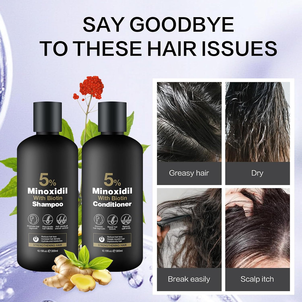 Kormesic - 5% Minoxidil Biotin Shampoo & Conditioner Set