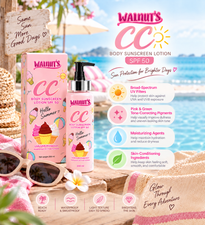 Walnut’s CC - Waterproof Brightening Body Lotion SPF50 Pink (200ml)