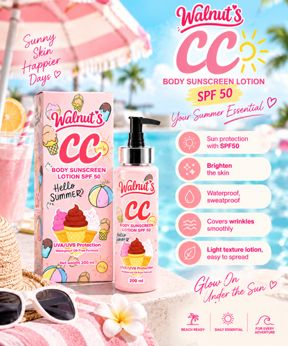 Walnut’s CC - Waterproof Brightening Body Lotion SPF50 Pink (200ml)